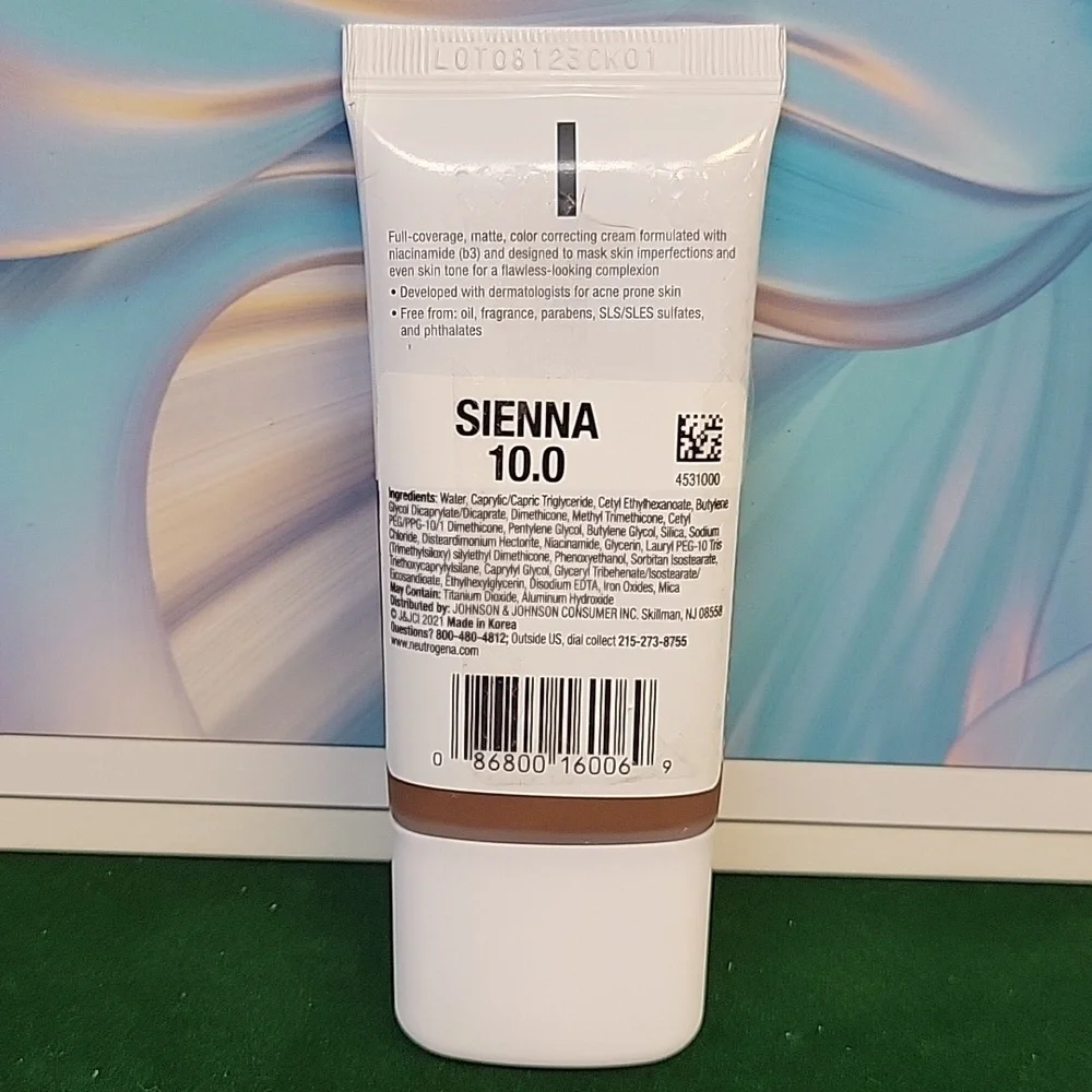 Neutrogena Matte CC Cream with Niacinamide - Sienna 10.0 New Sealed Tube